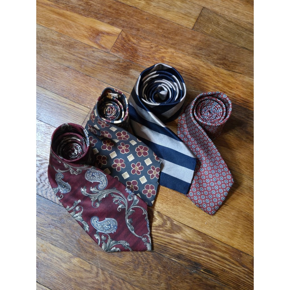 Vintage Silk Tie Lot of 4 Gant Arrow Bugle Boy Don Loper Paisley Striped Floral